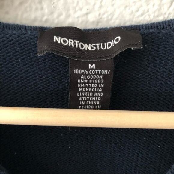 Navy & White Stripe Anchor Nautical Cozy Sweater - Picture 2 of 5